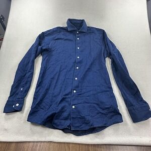 Eton Indigo Dress Shirt Mens 15 32/33 Blue Contemporary Long Sleeve Button Up